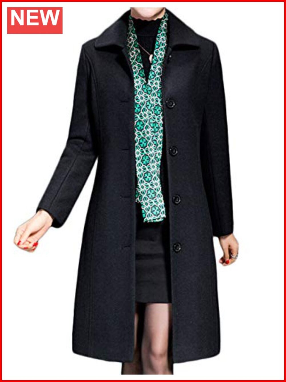 Women's Wool Trench Coat Winter Long Thick Overcoat